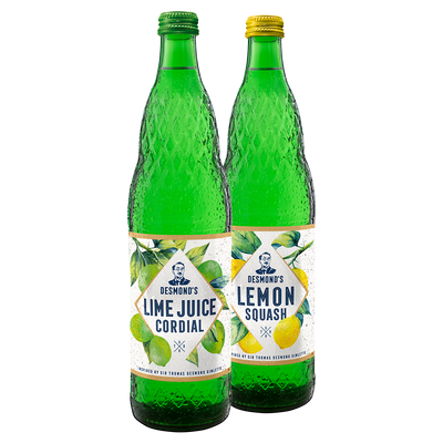 2 x 0,75L Einweg Desmond's Bundle Lime Juice Cordial & Lemon Squash